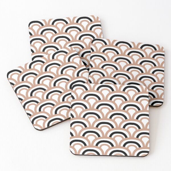 Item preview, Tan Black and White Scallop stripe Pattern Pairs DE 2022 Popular Color Chinook Salmon DET456 designed and sold by ColorOfTheYears.
