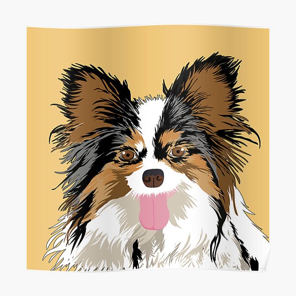 English Picture Print Papillon Puppy Dog Dogs Puppies Vintage Poster Art 