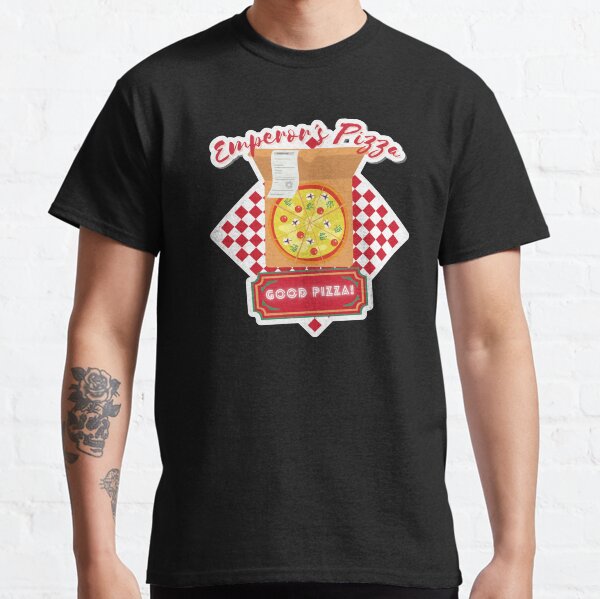 Vista previa del artículo con la obra «¡Pizza del emperador para la buena gente!», diseñado y vendido por LudicrousFeed.