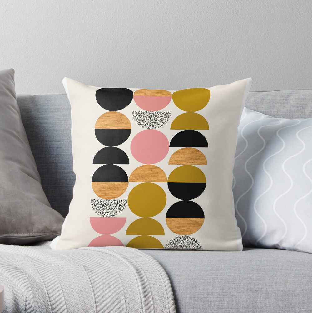 Totem 2 // Abstract Pattern Retro Shapes Throw Pillow