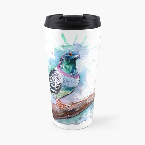 Pigeon Watercolour Painting Travel Coffee Mug