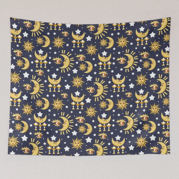 Item preview, Celestial Sun Moon Third Eye and Stars Pattern designed and sold by Marion Pechou.