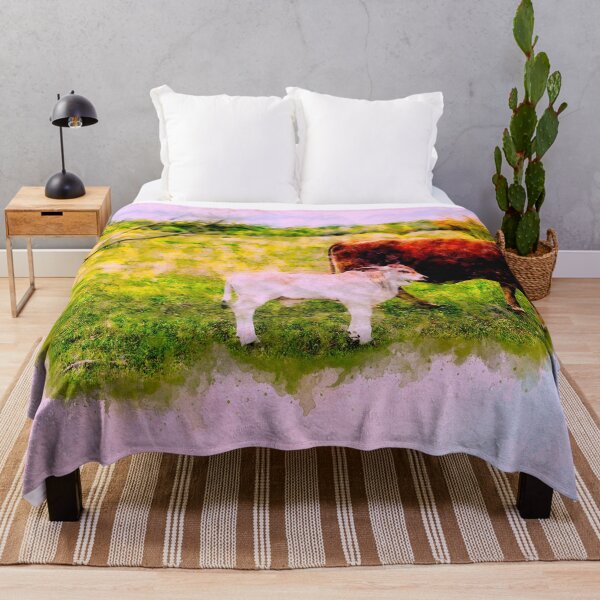 Item preview, Mother and calf in field digital watercolor designed and sold by noblephoto.