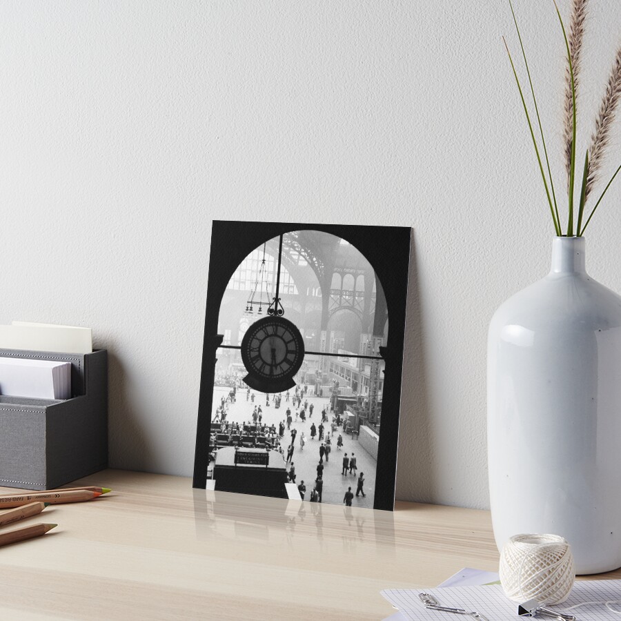 "Black and White Vintage Photo of Penn Station Clock, NYC, 1957 " Art Board Print for Sale by