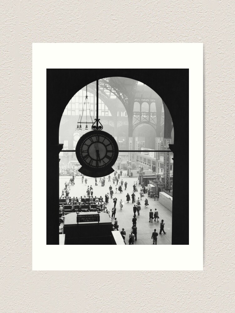 "Black and White Vintage Photo of Penn Station Clock, NYC, 1957 " Art Print for Sale by