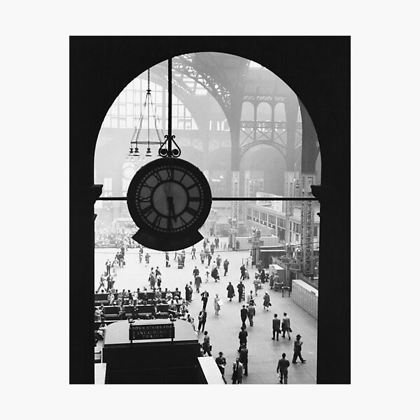 Item preview, Black and White Vintage Photo of Penn Station Clock, NYC, 1957  designed and sold by ScienceSource.