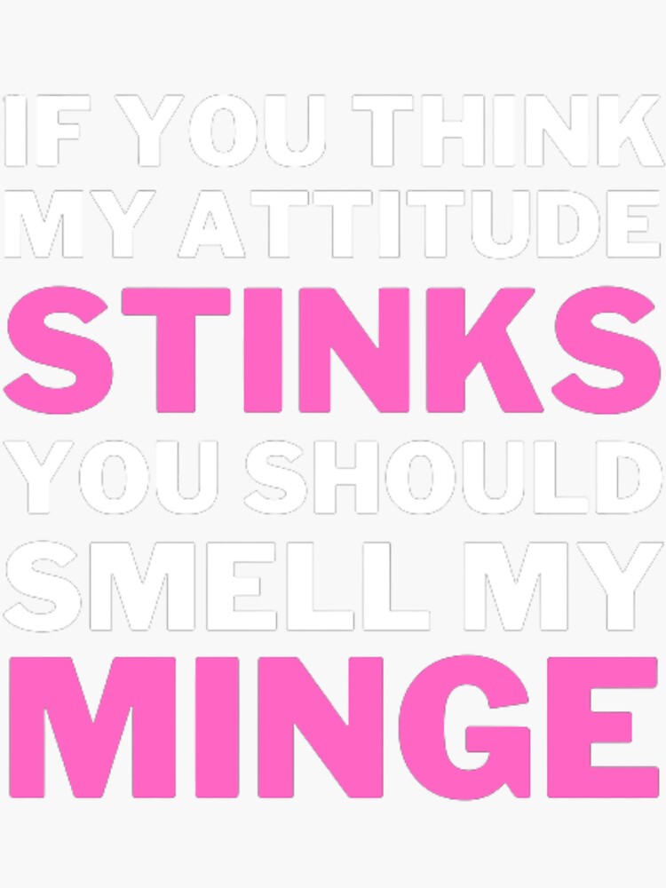 "If You Think My Attitude Stinks You Should Smell My Minge" Sticker for