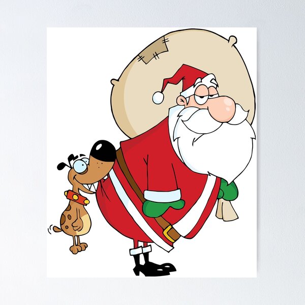 Item preview, Santa Claus with Dog Biting his Butt designed and sold by BerryCats.