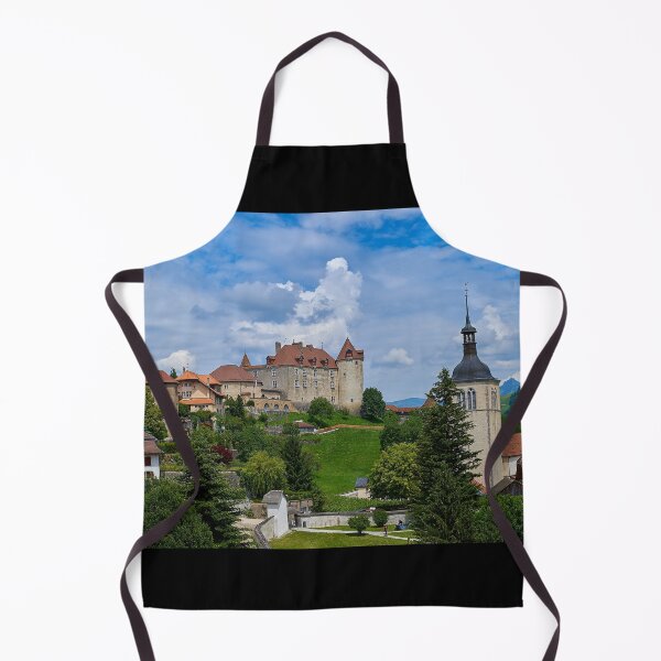 Item preview, Town of Gruyères, Castle in Switzerland, with Blue Sky and Clouds designed and sold by VodaZNY.
