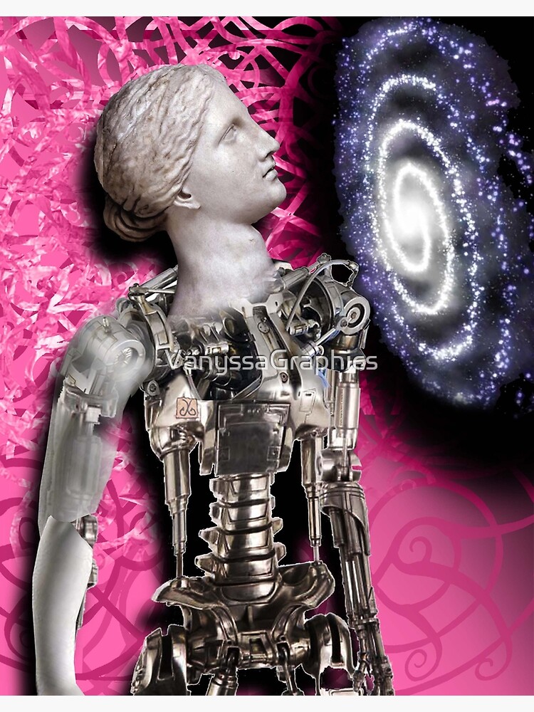 Aphrodite Robotic Beauty Goddess And The Milky Way Galaxy Original Graphic Alice Cci Poster