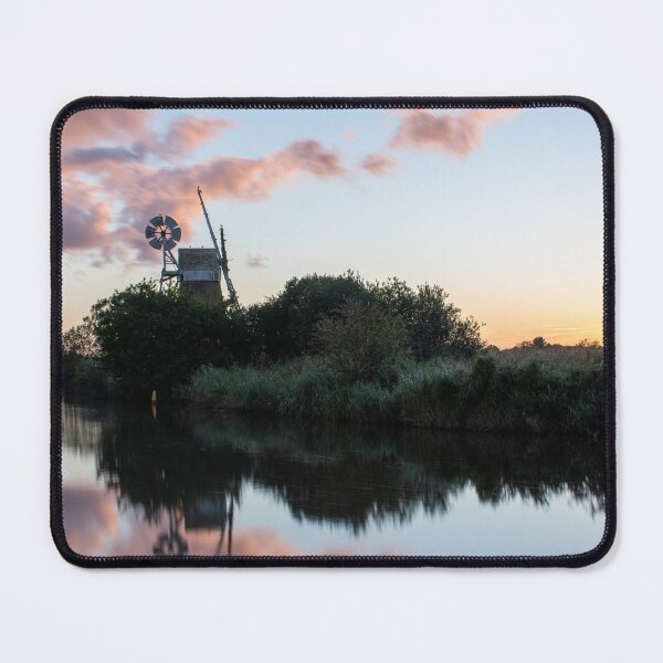 Item preview, Pink and orange sunset over Norfolk Broads Turf Fen windpump designed and sold by cdkphotos.