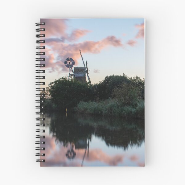 Item preview, Pink and orange sunset over Norfolk Broads Turf Fen windpump designed and sold by cdkphotos.
