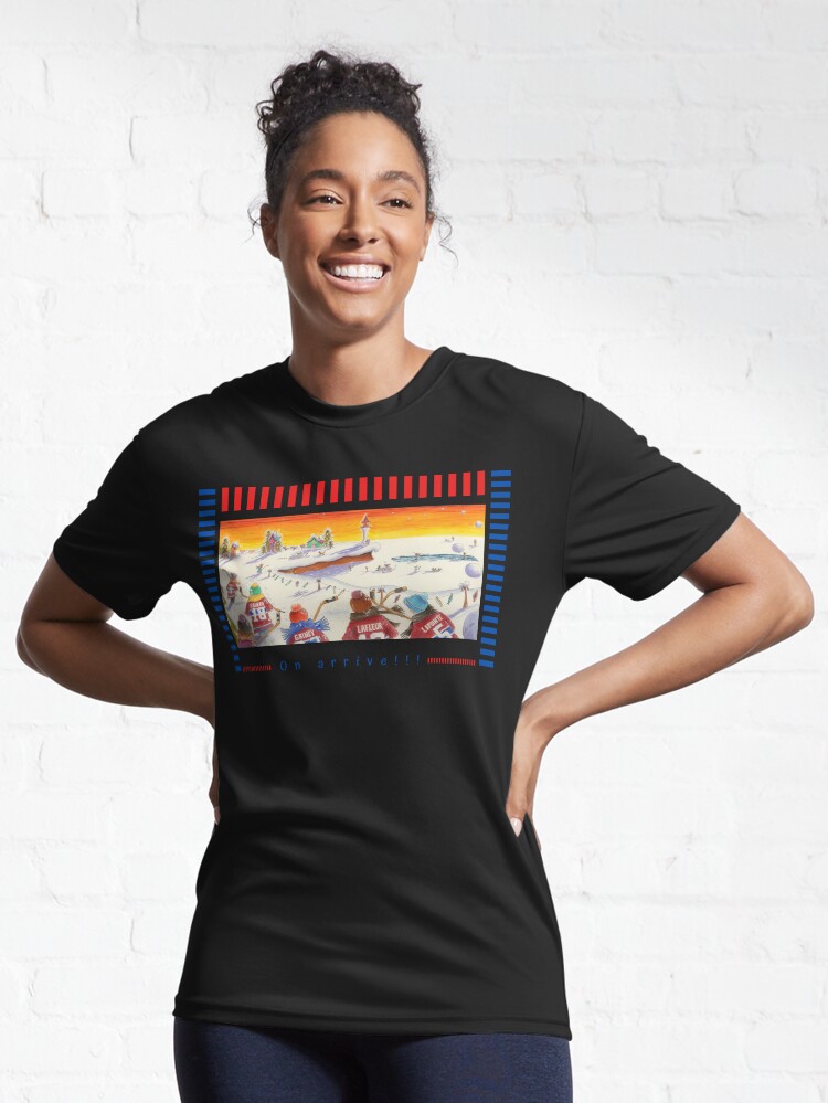 Aperçu 6 sur 7. T-shirt respirant avec l'œuvre Linda Molloy "On arrive!" créée et vendue par LindaMolloy.