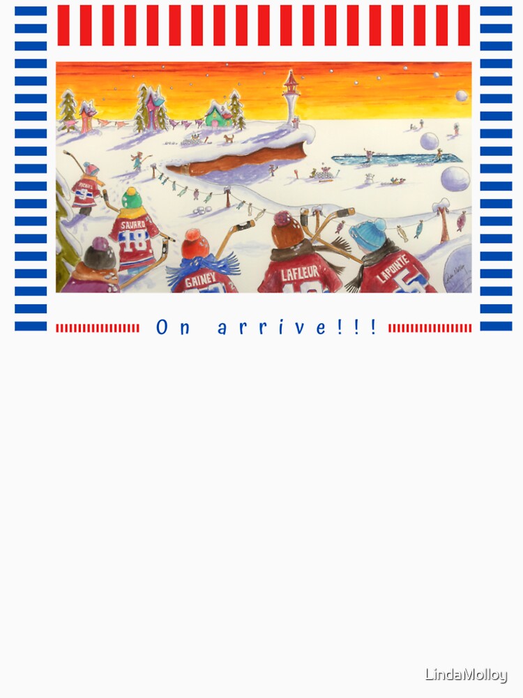 Aperçu 4 sur 4. T-shirt premium avec l'œuvre Linda Molloy "On arrive!" créée et vendue par LindaMolloy.