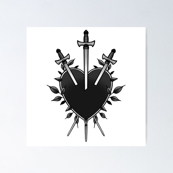 Item preview, Three of Swords designed and sold by jhollidaytattoo.