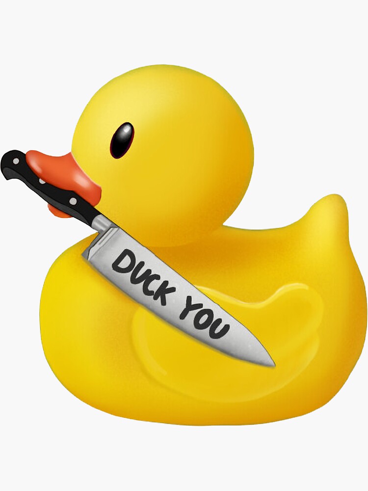"Yellow duck with knife meme" Sticker by Picartjpeg Redbubble