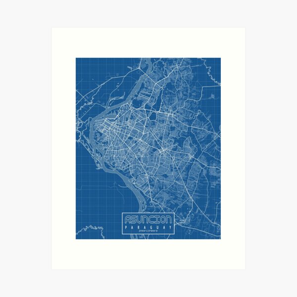 Item preview, Asuncion City map of Paraguay - Blueprint designed and sold by deMAP.