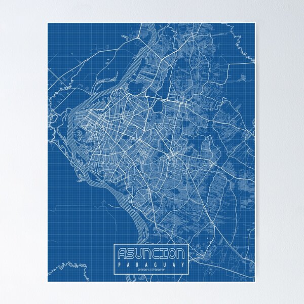 Item preview, Asuncion City map of Paraguay - Blueprint designed and sold by deMAP.