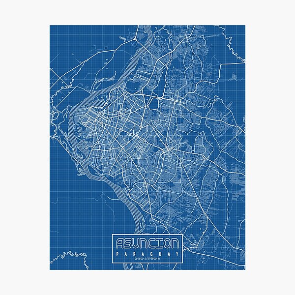 Item preview, Asuncion City map of Paraguay - Blueprint designed and sold by deMAP.