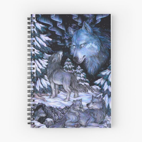 Item preview, Wolf at night with polar lights Auroa Borelais designed and sold by ZadzeneaArt.