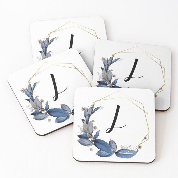 Item preview, Monogram Gold Frame with Blue Leaves | Monogram Letter L designed and sold by JustSeasons.