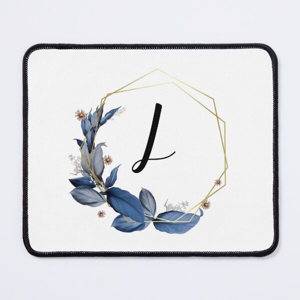 Item preview, Monogram Gold Frame with Blue Leaves | Monogram Letter L designed and sold by JustSeasons.