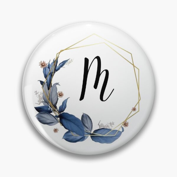 Item preview, Monogram Gold Frame with Blue Leaves | Monogram Letter M designed and sold by JustSeasons.