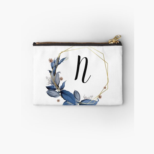 Item preview, Monogram Gold Frame with Blue Leaves | Monogram Letter N designed and sold by JustSeasons.