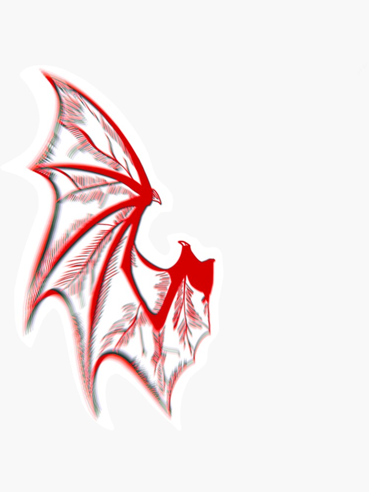 Thumbnail 3 of 3, Sticker, Red 3D Bat wing designed and sold by OBowserDesigns.
