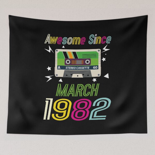 Item preview, Funny Birthday Quote, Awesome Since March 1982, Retro Birthday designed and sold by Estrytee.