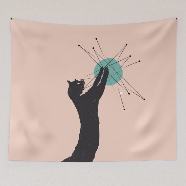 Item preview, Curious Black Cat Reaching for an Atomic Star designed and sold by LisWilliams.