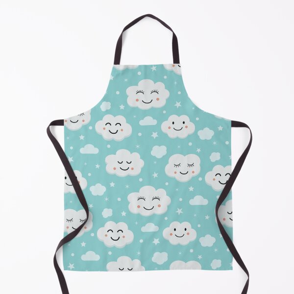 Item preview, Cute smiling white clouds pattern with little stars on blue designed and sold by Yasminepatterns .