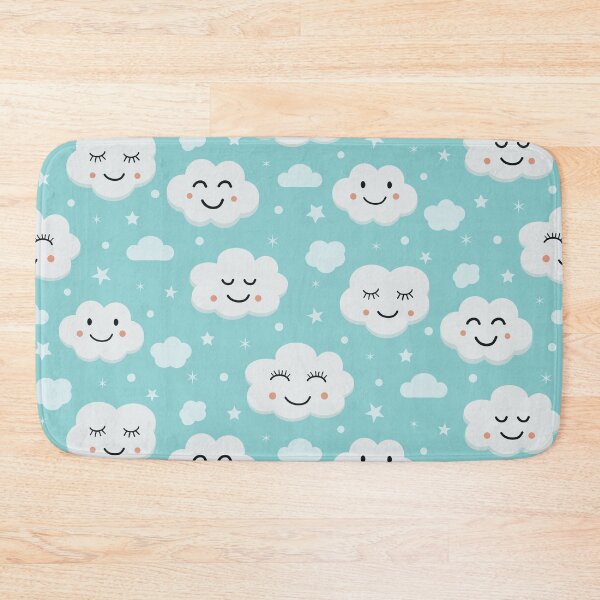 Item preview, Cute smiling white clouds pattern with little stars on blue  designed and sold by Yasminepatterns .