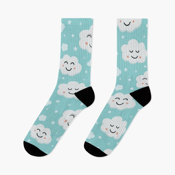 Item preview, Cute smiling white clouds pattern with little stars on blue  designed and sold by Yasminepatterns .