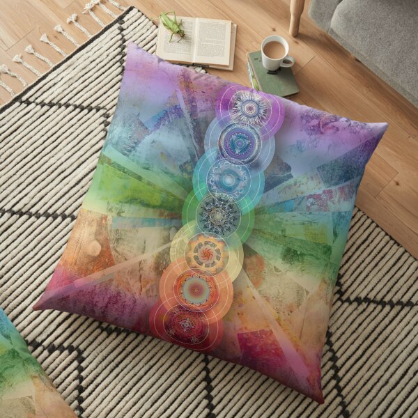Seven Chakras Meditation Art Floor Pillow