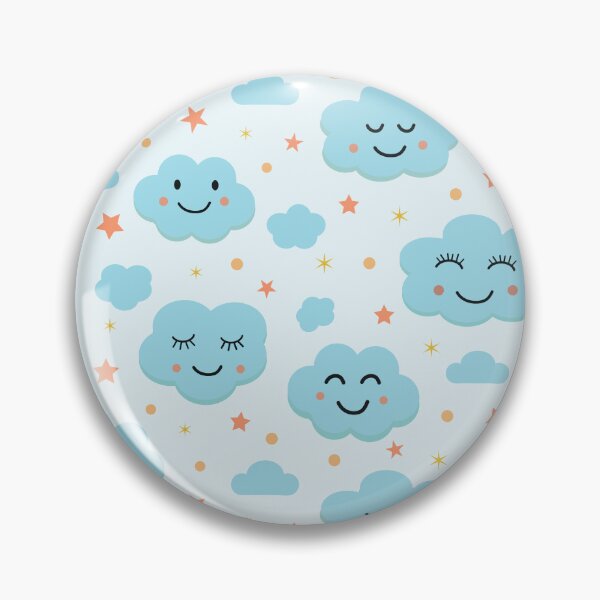 Item preview, Cute  happy smiling blue clouds and stars pattern  designed and sold by Yasminepatterns .
