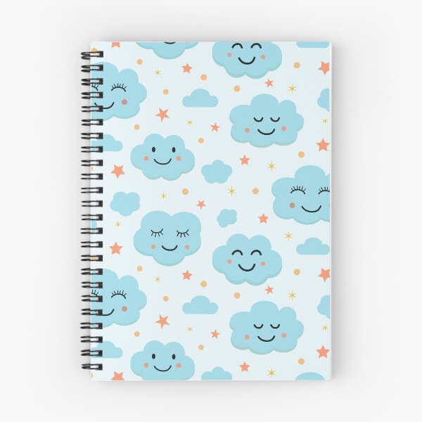 Item preview, Cute  happy smiling blue clouds and stars pattern  designed and sold by Yasminepatterns .