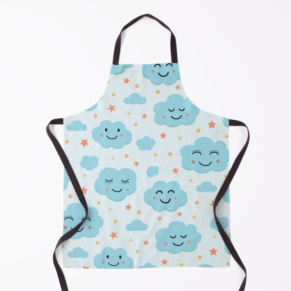 Item preview, Cute happy smiling blue clouds and stars pattern designed and sold by Yasminepatterns .