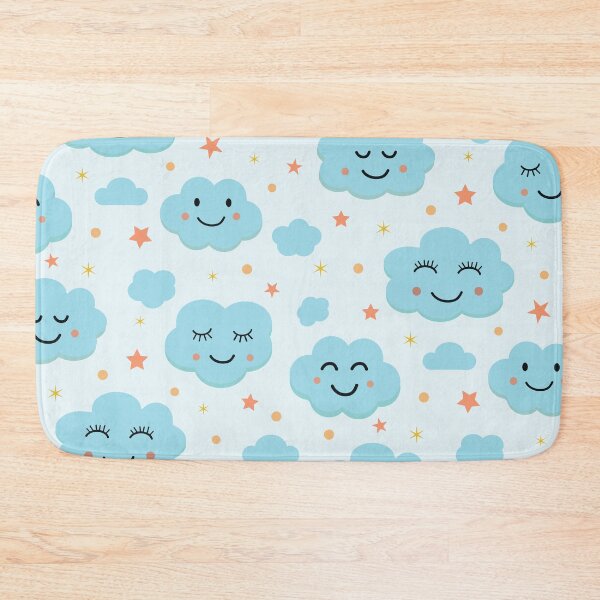 Item preview, Cute  happy smiling blue clouds and stars pattern  designed and sold by Yasminepatterns .