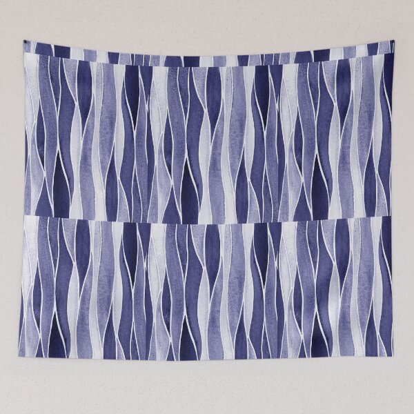Item preview, Waterfall Abstract Art In Blue Purple Very Peri Abstract Wavy Line Decor II designed and sold by Irina Sztukowski.