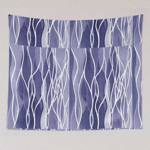 Item preview, Waterfall Abstract Art In Blue Purple Very Peri Abstract Wavy Line Decor V designed and sold by Irina Sztukowski.