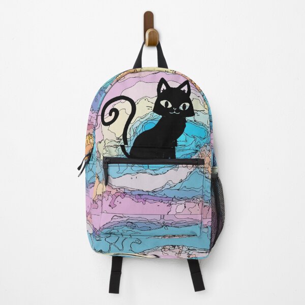 Item preview, Black cute big eyes cat looking for love in rainbow mosaic designed and sold by ncNatureVisions.