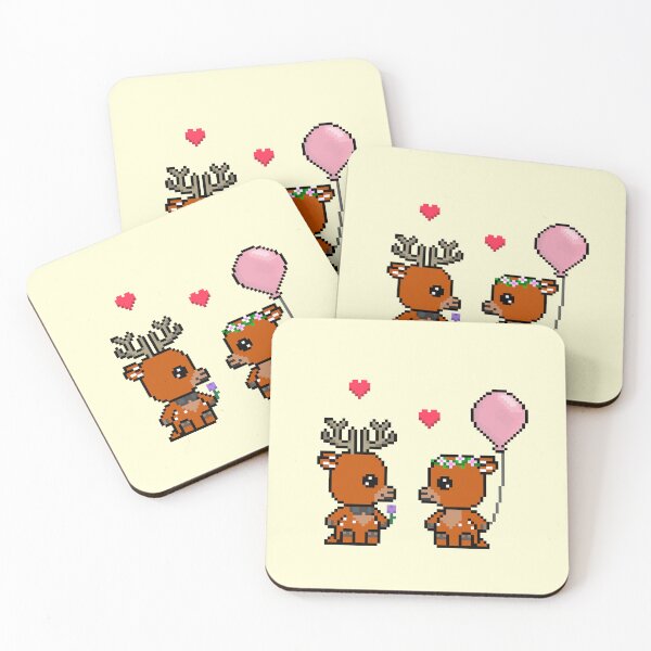 Item preview, I love You Deerly Valentines Day Cute Deer Couple on a Date Pixel Art designed and sold by Pixe11y.