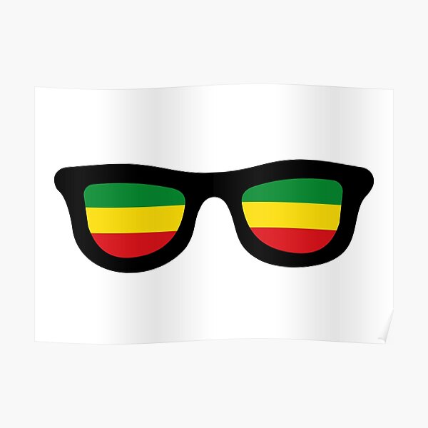 Sunglasses with reggae colors Poster