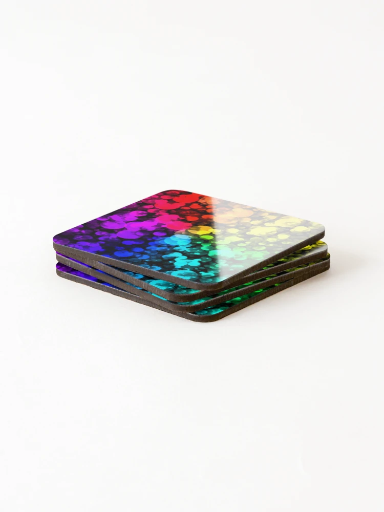 Thumbnail 4 of 5, Coasters (Set of 4), Abstract rainbow bubble pattern designed and sold by RGpresdiffart.