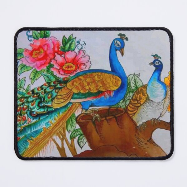 Item preview, Sketch design of peacock pair sitting on a trunk designed and sold by VIVEK KUMAR RAI.