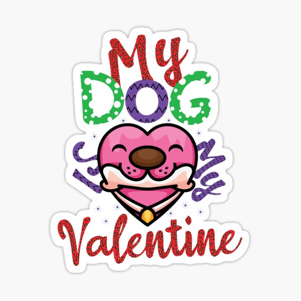 Vista previa del artículo con la obra «Mi perro es mi San Valentín Divertido Día de San Valentín Corazón feliz Diseño de cara de perro Humor Cita de amantes de los perros para mujeres y hombres», diseñado y vendido por pedrored369.