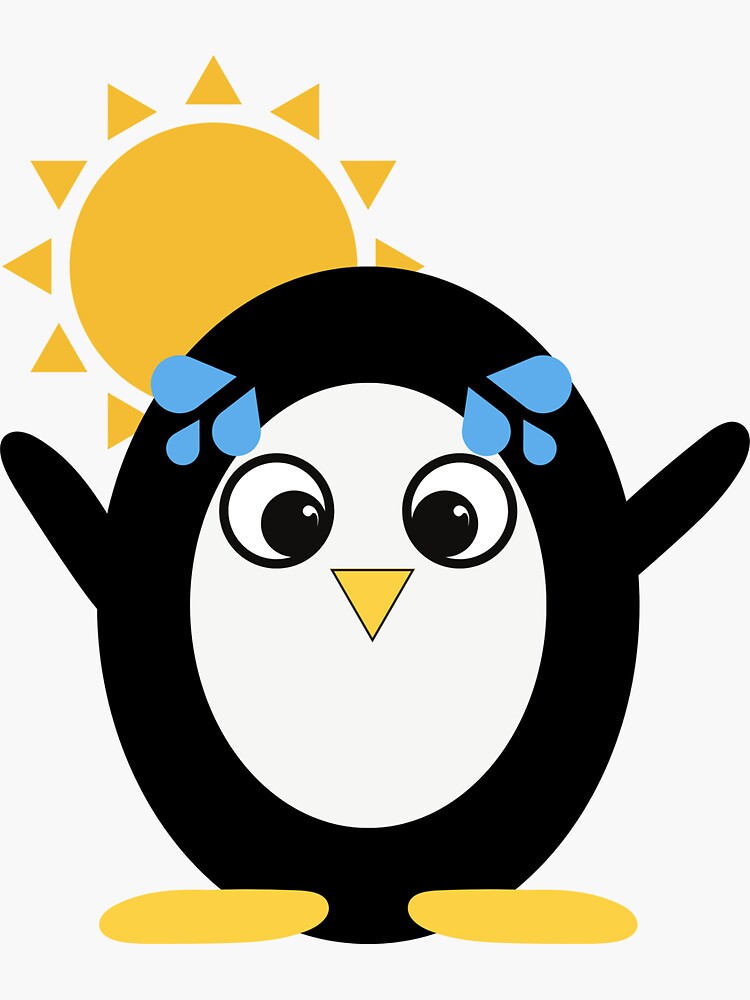 "Penguin Global warming-climate change illustration" Sticker by