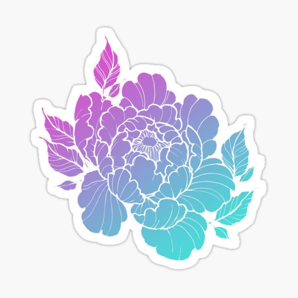 Rainbow Peony Sticker