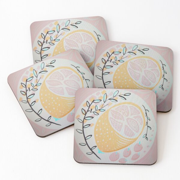 Item preview, Olives and citrus fruit, modern, pastel, happy, fresh, colorful, pink, green, yellow, original, design, drawing, homewears, apron,  mugs, and more designed and sold by Freedomworx.